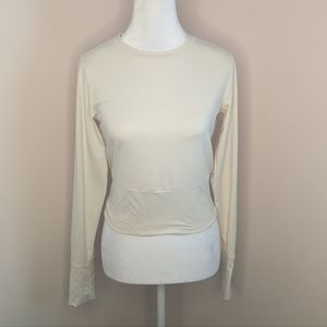 Calia Spandex Long Sleeve Crop Top in Cream
